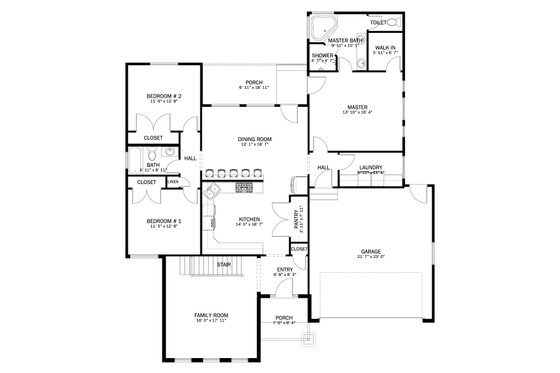Floor Plan - Main Floor for Ranch House Plan #1060-267 - 3 bed, 2 bath