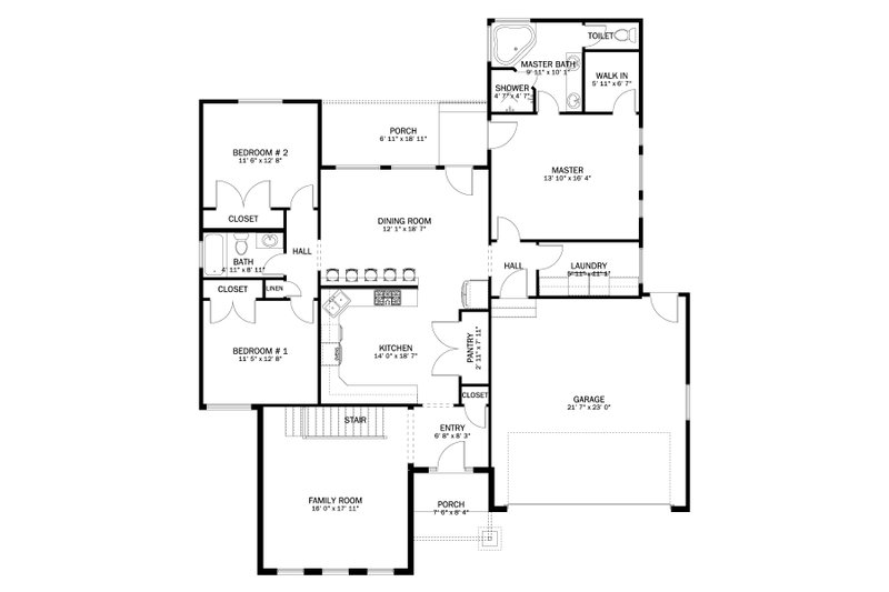 Dream House Plan - Floor Plan - Main Floor for Ranch House Plan #1060-267 - 3 bed, 2 bath