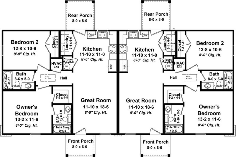 Architectural House Design - Floor Plan - Main Floor for Ranch House Plan #21-471 - 4 bed, 4 bath