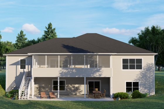 Exterior - Rear Elevation for Ranch House Plan #1064-172 - 4 bed, 3.5 bath