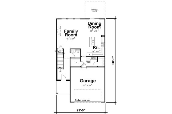 Floor Plan - Main Floor for Traditional House Plan #20-2432 - 4 bed, 2.5 bath