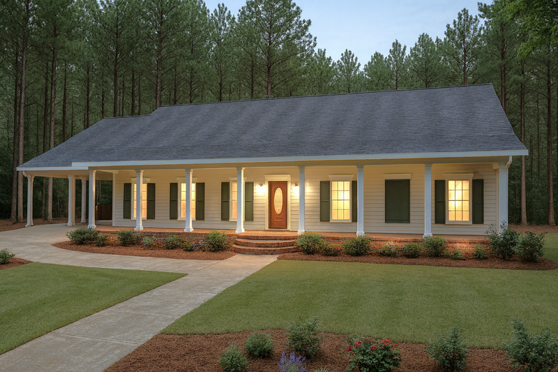 Architectural House Design - Exterior - Front Elevation 3 for Country House Plan #44-211 - 4 bed, 2.5 bath