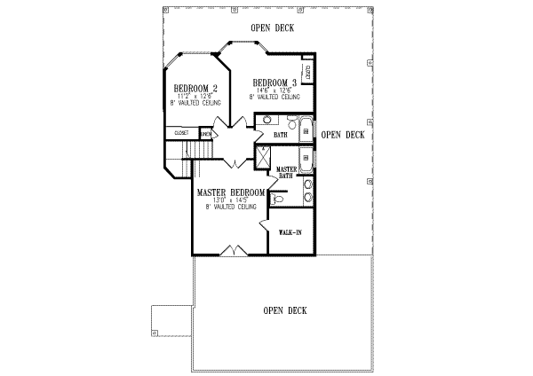 Adobe / Southwestern Floor Plan - Upper Floor Plan #1-572