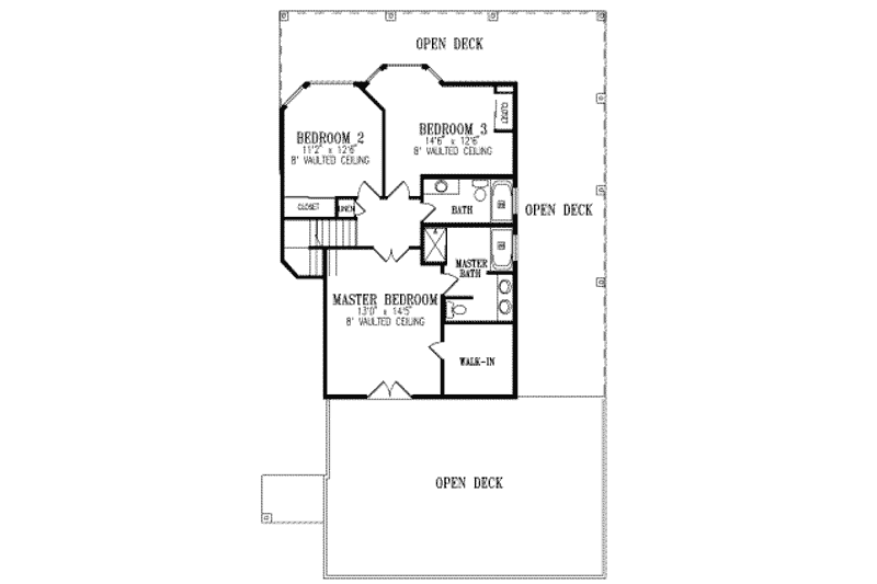 Home Plan - Floor Plan - Upper Floor for Adobe / Southwestern House Plan #1-572 - 4 bed, 3 bath