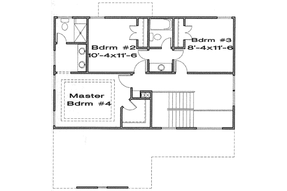 Floor Plan - Upper Floor for Traditional House Plan #6-149 - 3 bed, 2.5 bath