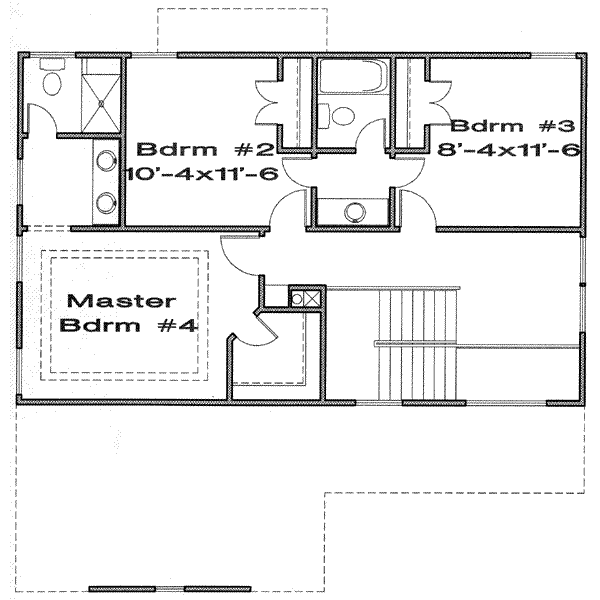 Traditional Floor Plan - Upper Floor Plan #6-149