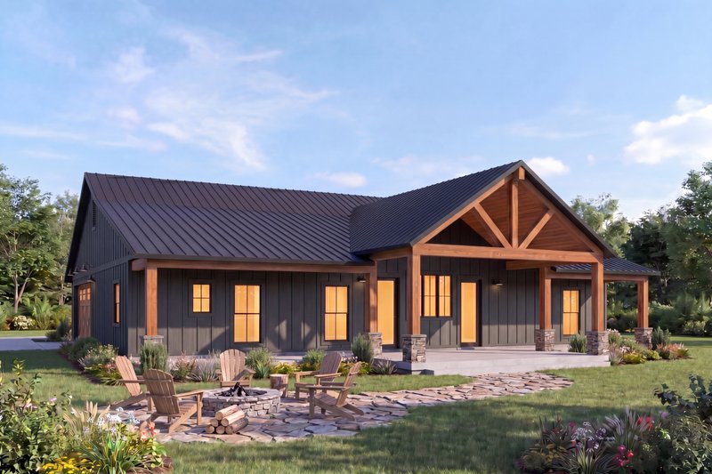 House Design - Exterior - Rear Elevation 1 for Farmhouse House Plan #1074-140 - 4 bed, 3 bath