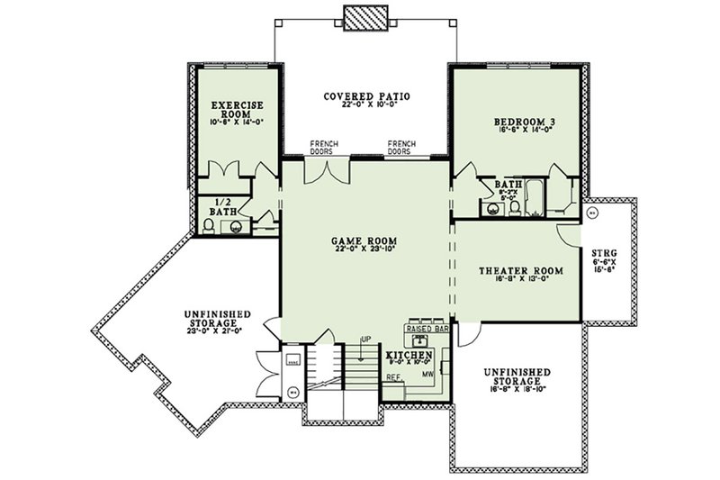 House Plan Design - Floor Plan - Lower Floor for European House Plan #17-2554 - 3 bed, 4.5 bath