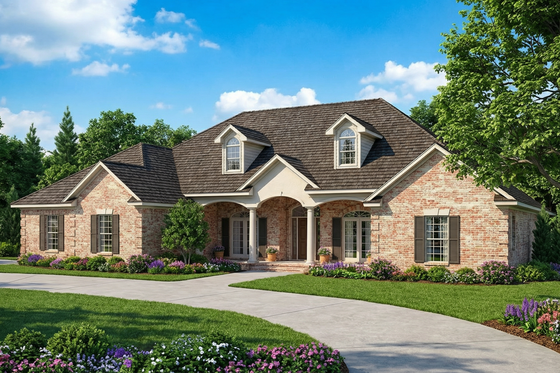 Exterior - Front Elevation for Southern House Plan #17-230 - 4 bed, 3.5 bath