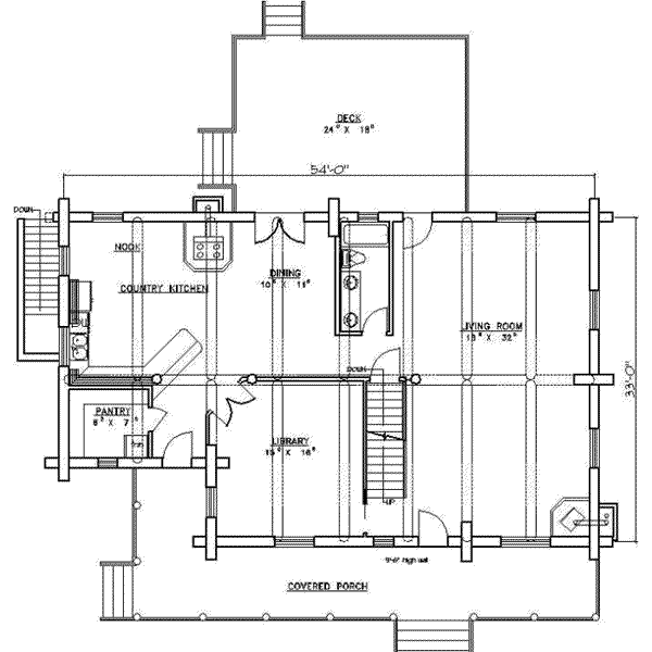 House Design - Log Floor Plan - Main Floor Plan #117-116