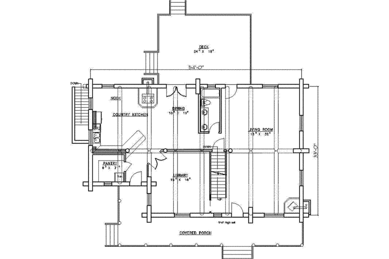 Home Plan - Floor Plan - Main Floor for Log House Plan #117-116 - 3 bed, 4 bath