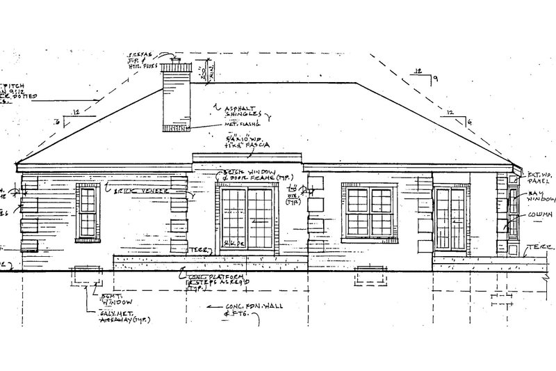 Architectural House Design - Exterior - Rear Elevation for Ranch House Plan #3-232 - 3 bed, 2 bath
