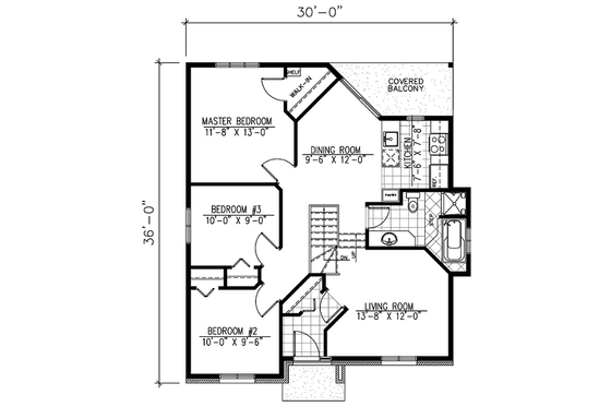 Floor Plan - Main Floor for Traditional House Plan #138-205 - 3 bed, 1 bath