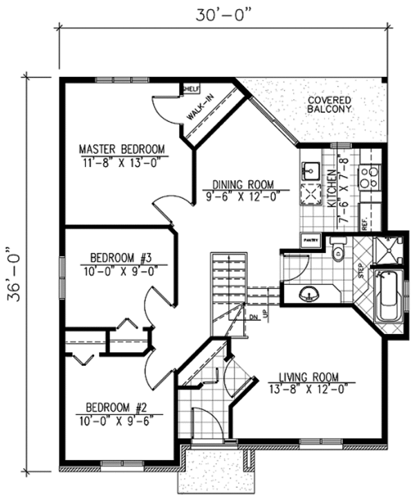 Traditional Style House Plan - 3 Beds 1 Baths 997 Sq/Ft Plan #138-205 ...