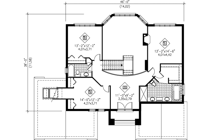 House Plan Design - Floor Plan - Upper Floor for European House Plan #25-2121 - 4 bed, 3.5 bath
