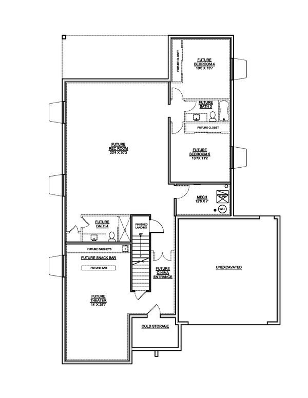 Architectural House Design - Farmhouse Floor Plan - Lower Floor Plan #1073-53