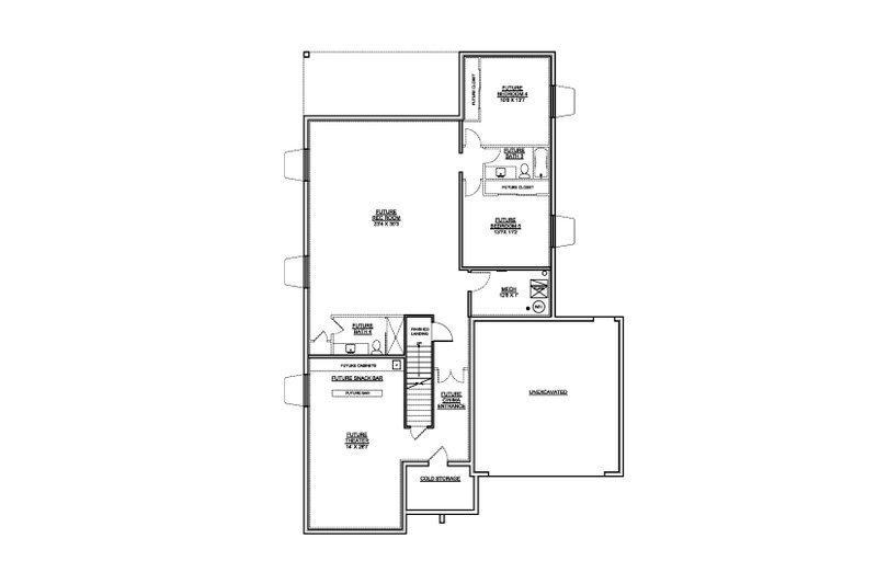House Blueprint - Floor Plan - Lower Floor for Farmhouse House Plan #1073-53 - 3 bed, 2.5 bath