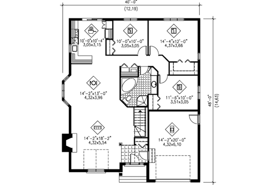 Floor Plan - Main Floor for Traditional House Plan #25-4137 - 3 bed, 1 bath