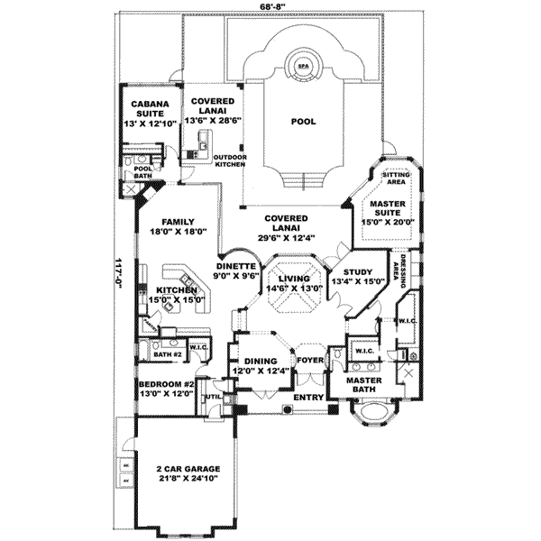 Mediterranean Floor Plan - Main Floor Plan #27-101