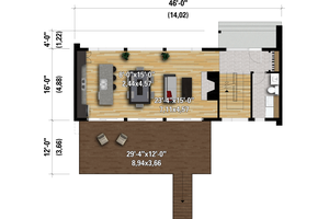 Floor Plan - Main Floor for Cottage House Plan #25-4934 - 3 bed, 1.5 bath