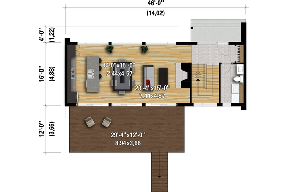 Floor Plan - Main Floor for Cottage House Plan #25-4934 - 3 bed, 1.5 bath