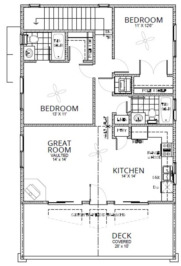 Beach Floor Plan - Upper Floor Plan #112-176