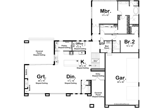 Floor Plan - Main Floor for Modern House Plan #455-663 - 2 bed, 2.5 bath