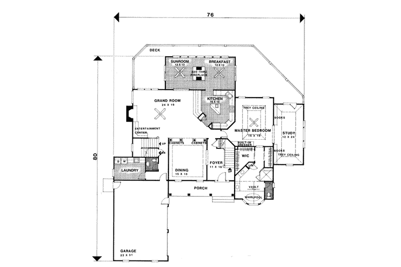 House Plan Design - Floor Plan - Main Floor for European House Plan #56-226 - 4 bed, 4.5 bath