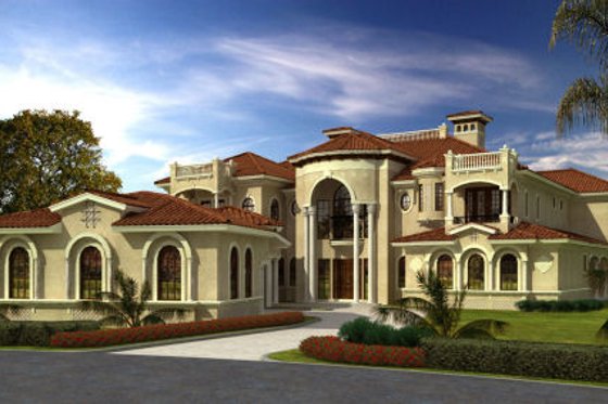 Exterior - Front Elevation for Mediterranean House Plan #420-250 - 7 bed, 8 bath