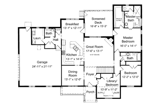 Floor Plan - Main Floor for Traditional House Plan #46-409 - 3 bed, 2.5 bath
