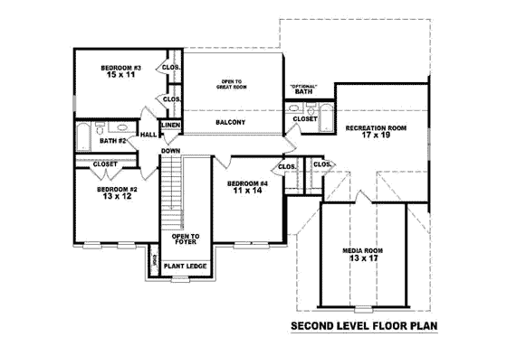 Floor Plan - Upper Floor for European House Plan #81-903 - 4 bed, 3.5 bath
