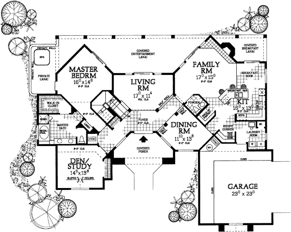 Architectural House Design - Adobe / Southwestern Floor Plan - Main Floor Plan #72-220