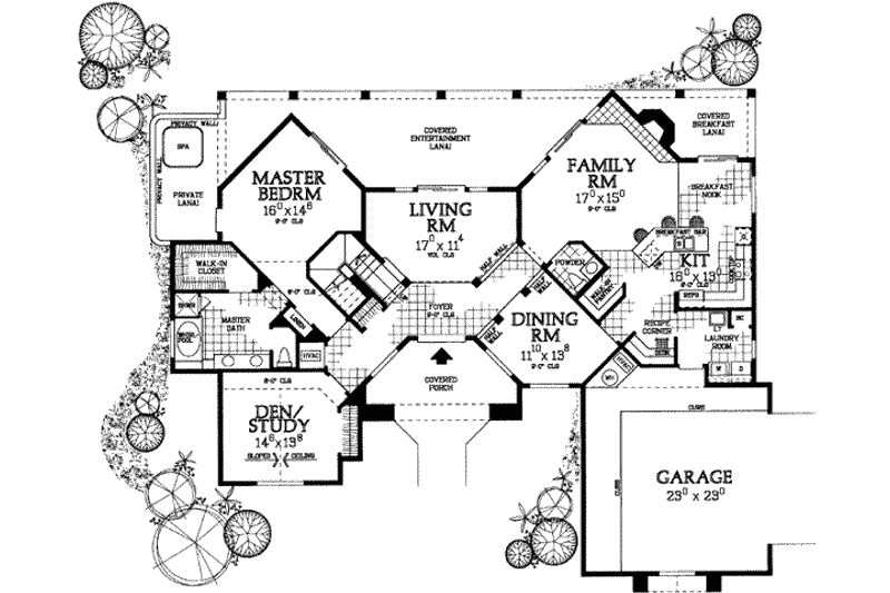 Home Plan - Floor Plan - Main Floor for Adobe / Southwestern House Plan #72-220 - 3 bed, 2.5 bath