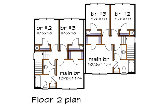 Floor Plan - Upper Floor for Farmhouse House Plan #79-240 - 2 bed, 2 bath