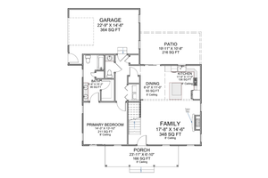 Floor Plan - Main Floor for Farmhouse House Plan #1116-21 - 3 bed, 2.5 bath