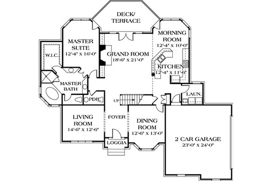 Floor Plan - Main Floor for Traditional House Plan #453-32 - 5 bed, 4.5 bath