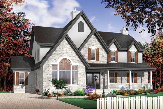 Exterior - Front Elevation 4 for European House Plan #23-531 - 3 bed, 2.5 bath