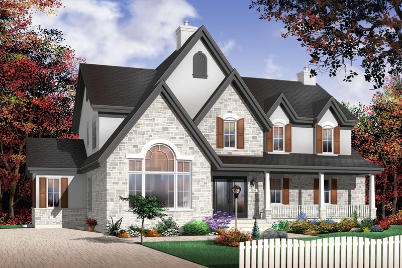 Architectural House Design - Exterior - Front Elevation 4 for European House Plan #23-531 - 3 bed, 2.5 bath