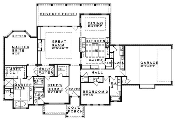 House Design - Craftsman Floor Plan - Main Floor Plan #935-10