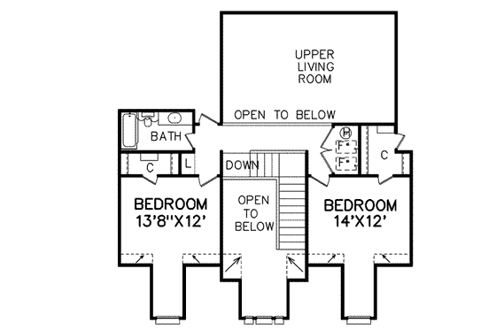 Floor Plan - Upper Floor for Country House Plan #65-214 - 4 bed, 3 bath