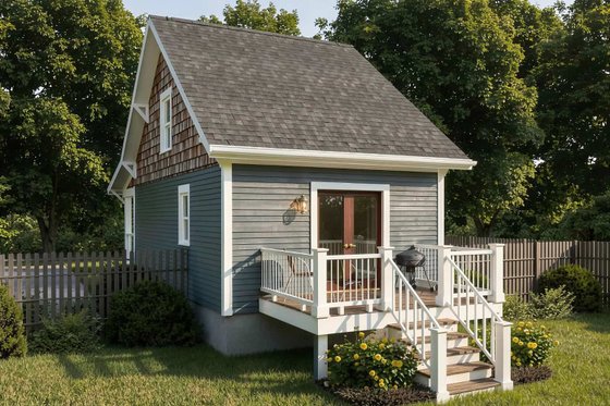 Exterior - Rear Elevation for Bungalow House Plan #79-308 - 1 bed, 1 bath