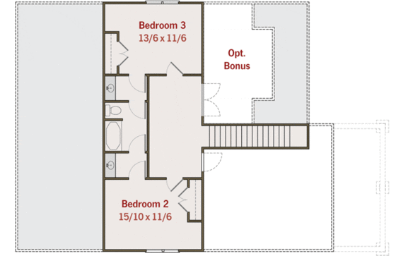 Floor Plan - Upper Floor for Craftsman House Plan #461-9 - 3 bed, 2.5 bath