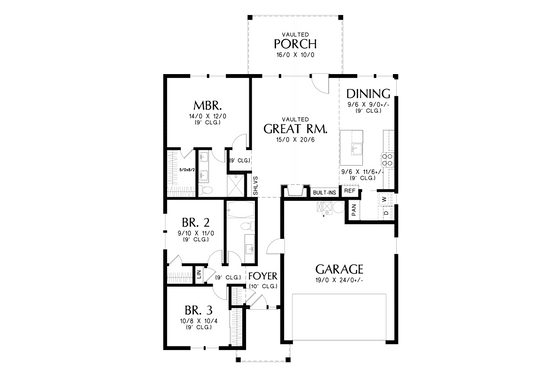 Floor Plan - Main Floor for Contemporary House Plan #48-1039 - 3 bed, 2 bath