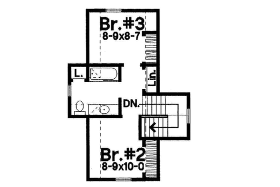 Floor Plan - Upper Floor for Cottage House Plan #50-204 - 3 bed, 2 bath