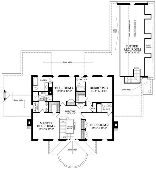 Southern Floor Plan - Upper Floor Plan #137-395