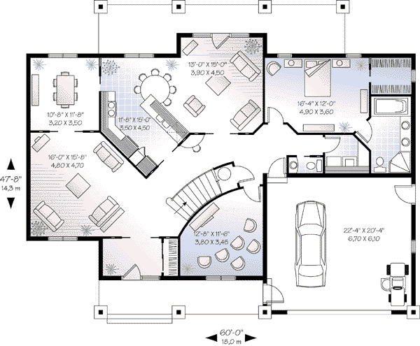 Architectural House Design - Mediterranean Floor Plan - Main Floor Plan #23-284