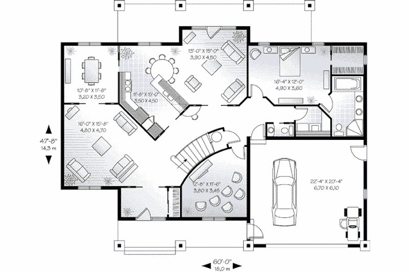 Home Plan - Floor Plan - Main Floor for Mediterranean House Plan #23-284 - 6 bed, 4.5 bath
