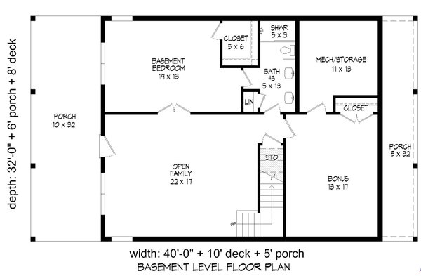 Southern Floor Plan - Lower Floor Plan #932-957