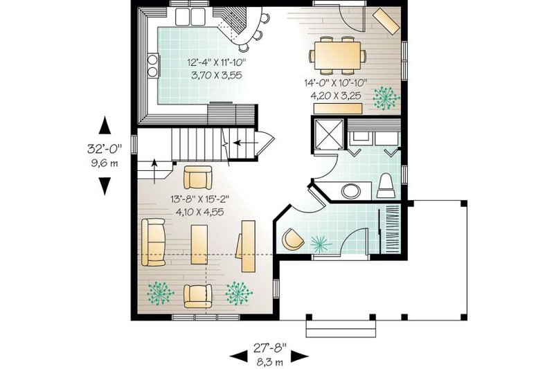 Home Plan - Floor Plan - Main Floor for Country House Plan #23-262 - 3 bed, 2 bath