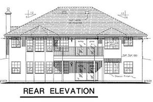 Exterior - Rear Elevation for Mediterranean House Plan #18-150 - 3 bed, 2 bath